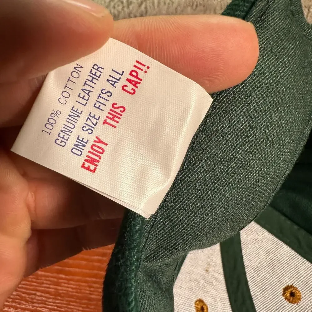 VINTAGE Cabinetmaker Magazine Hat Mens OS Green Suede Leather Brim Strapback - Picture 10 of 10